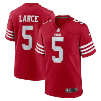 mens nike trey lance scarlet san francisco 49ers team game 